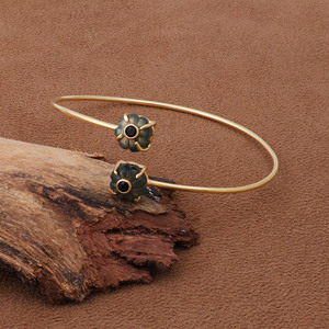 <b>Labradorite</b> Carved Cuff <b>Bracelet</b> Melon Shape Bangle Gold Plated Handmade Jewelry Gift For Mom - Product Image 4