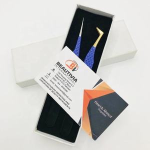 Pinzas de extensión de pestañas de acero inoxidable de dos tonos personalizadas profesionales Extensiones de pestañas de etiqueta privada sostenibles Punta puntiaguda - Product Image 6