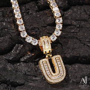 Collar con Colgante de Letra Hiphop Chapado en Oro Rosa de 18K, con Zirconia, Personalizable con Nombre o Inicial, para Hombre y Mujer - Product Image 5