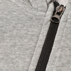 Sudadera con Capucha Gris para Hombre, Cierre de Cremallera, Corte Regular, Color Sólido, Informal, con Logotipo Frontal, 100% Algodón, Felpa Francesa, para Otoño - Product Image 4