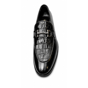 Mocassins pour hommes en cuir de vache véritable, bout pointu, à enfiler, respirants, semelle extérieure en caoutchouc antidérapante, noirs, toutes saisons - Product Image 2