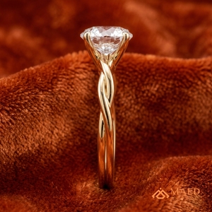Moissanite <b>Ring</b> Round Cut Gold <b>Ring</b> for Women Twisted <b>Band</b> Bridal Engagement Fashion Jewelry Fine Jewelry Gift Style Design Chic - Product Image 2