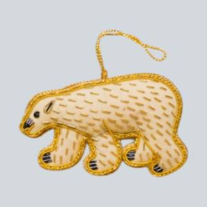 Traditional Polar Bear Zari Hanging <b>Ornament</b> | Handmade Beads, Thread & Fabric Craft | Gift & Decor - Product Image 3