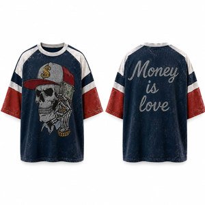 Camiseta de Manga Corta con Logotipo Personalizado, Lisa y Brillante, con Pedrería, para Hombre, con Estampado Gráfico, con Diamantes y Piedras Brillantes - Product Image 1