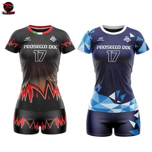 Conjunto de Uniforme de Voleibol Unisex Personalizado con Degradado, 100% Poliéster, de Secado Rápido y Transpirable, con Camiseta y Pantalones Cortos Deportivos Estampados - Product Image 3