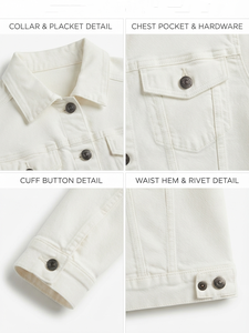 Veste en jean personnalisée OEM pour femme, écologique, matelassée, respirante, à manches longues, avec poches boutonnées, grande taille, à prix bas - Product Image 5