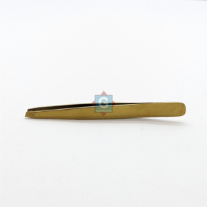 Pinzas para Cejas Chapadas en Oro con Punta Inclinada, Estilo Clásico, Duraderas, Ligeras, para Uso Profesional - Product Image 1
