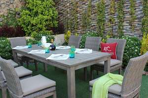 HALAT Modern Dining Furniture Set Durable <b>Table</b> and Chairs for <b>Patio</b> and Hotel - Product Image 4