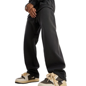 Unisex 2025 Flared Sweatpants High Quality 100% Cotton Breathable Flat Custom Logo Street Wear Plus Size Men's Pants <b>Patches</b> - Product Image 1