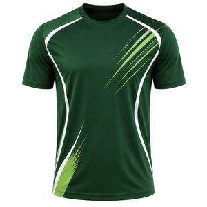 Camiseta de Manga Corta para Hombre, Color Verde Oliva, Cuello Redondo, Ajuste Regular, Deportiva, Transpirable, de Secado Rápido, Tejido de Punto con Spandex, Diseño Geométrico - Product Image 1