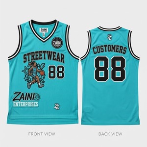 Maillot de basket-ball unisexe, marque ZAINI, nom d'équipe personnalisé, 220 GSM, maille en polyester de qualité supérieure, respirant, séchage rapide, sangle réglable, short - Product Image 1