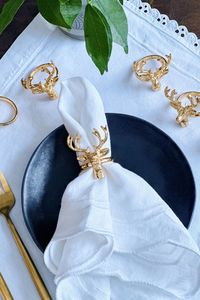 Classic Metal Reindeer Napkin Rings Handmade Festive <b>Table</b> Decor For Seasonal Family Gatherings - Product Image 5