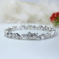 Bracelet tennis en argent 925 pour femme, serti de diamants de formes variées, classique, bijoux de mariage