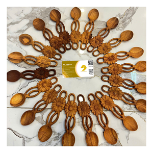 ช้อนกาแฟไม้ดูสซีลายดอกไม้สไตล์เอเชีย ทำด้วยมือ เป็นมิตรกับสิ่งแวดล้อม พร้อมด้ามจับรูปกิ่งไม้  รับทำโลโก้ตามสั่ง - Caryln - Product Image 1