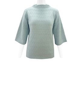 เสื้อสเวตเตอร์ถักสำหรับผู้หญิง คอกลม แขนสามส่วน ผ้าบาง สีพื้น เสื้อลำลอง - Product Image 1