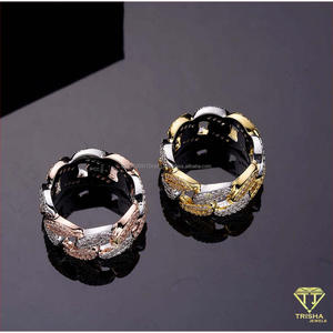 925 Sterling <b>Silver</b> Moissanite Diamond Interlocking Link <b>Ring</b> <b>Chunky</b> Statement Jewelry For Wholesale Fashion Buyers - Product Image 4