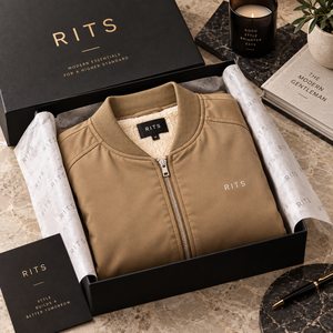 เสื้อแจ็คเก็ตบอมเบอร์สีแทนสำหรับผู้ชาย RITS บุซับในเชอร์ปา ปิดด้วยซิป สวมใส่สบาย กันลม เหมาะสำหรับฤดูใบไม้ร่วง ราคาขายส่งถูก - Product Image 3