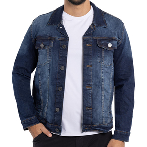 Veste en jean pour homme, col rabattu, manches longues, fermeture à cordon, coupe décontractée, coton mi-lourd, imperméable, hiver - Product Image 1