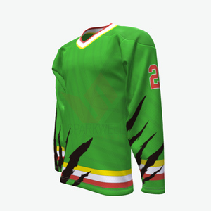 Maillot de hockey sur glace vert pour homme, joueur n°24, sublimé, manches longues, respirant, polyester, toutes saisons, coupe classique, broderie 3D - Product Image 2