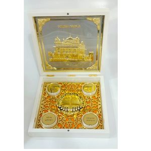 Handicraft Stainless Steel Spiritual <b>Gift</b> <b>Box</b> Golden Temple Design Eco-Friendly Durable Wedding <b>Birthday</b> Diwali Festive Gifting - Product Image 2