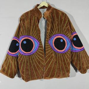 Handmade Finished Embroidered <b>Velvet</b> Short Suzani <b>Jacket</b> for <b>Women</b> Eco-Friendly Breathable Reversible Cotton Lining Autumn - Product Image 1
