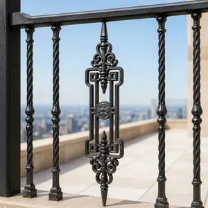 Barandilla de Balcón Tradicional de Hierro Fundido con Panel Decorativo Ornamental, Montada en la Pared para Uso en Exteriores - Product Image 4