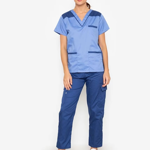 Women <b>Scrub</b> Custom Logo Professionalism Comfortable Buckle Satin Nurse Hospital Uniform Knitted Nursing <b>Scrubs</b> <b>Sets</b> - Product Image 1
