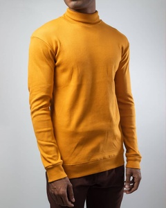 Factory Wholesale <b>Men</b>’s Long Sleeve T-<b>Shirt</b> Ribbed Turtleneck OEM Custom Logo Multicolor High-Quality Cotton/Poly Blend 220 GSM - Product Image 1