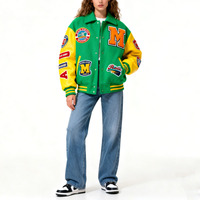 Veste universitaire formelle en toile enduite de haute qualité pour hommes et femmes, avec broderie chenille, manches en coton, logo personnalisé sur le devant, style baseball