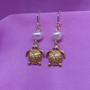 Ensemble de boucles d'oreilles tortue en argent sterling 925 plaqué or, avec perles et pierres précieuses, pour femmes, tendance - Product Image 5