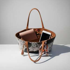 Sac fourre-tout en cuir véritable à poils, style vintage, usage quotidien, sac à bandoulière tendance pour femme, fermeture éclair, couleur unie, shopping LHTB-0116 - Product Image 2