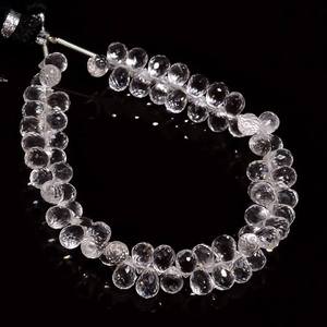 Cuentas de cuarzo natural facetadas en forma de lágrima, hebras de piedras preciosas de 4x6 mm, cuentas de cuarzo sueltas para la fabricación de joyería, precio al por mayor. - Product Image 3