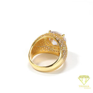 Bague de déclaration en diamant de culture en gros, en argent sterling 925 avec pierre centrale ronde brillante pour les détaillants - Product Image 2