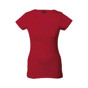 Camiseta de algodón de manga corta con cuello redondo para mujer, ropa de entrenamiento 95% de algodón 5% de licra, prendas de vestir de manga corta - Product Image 2