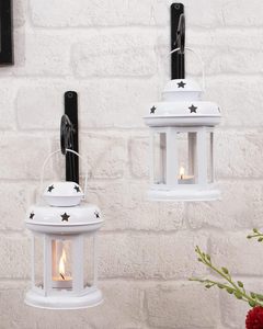 Ensemble de 2 lanternes murales en métal Wall Star Light, porte-bougies suspendus pour bougies chauffe-plat, décoration festive intérieure et extérieure, vente en gros à l'exportation - Product Image 6