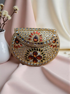 Bolso de Moda con Diseño Kundan Indio, Bolso de Hombro de Lujo para Mujer, Bolso de Mano para Bodas y Fiestas - Product Image 2