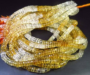 Cuentas de Citrino Natural Multicolor Amarillo Heishi de 6.5mm, Corte Facetado, Hilo de 16 Pulgadas, Alta Calidad, Perforadas al Centro, Pulidas para Joyería - Product Image 5