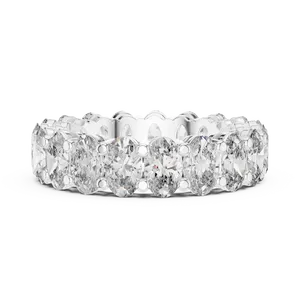 แหวนเพชรทรงรีรูปไข่ 6.08 กะรัต ฝังเต็มวง แบบ Eternity Band เงินแท้ 925 สำหรับทั้งชายและหญิง ได้รับการรับรองจาก IGI ของขวัญเครื่องประดับชั้นดี - Product Image 1