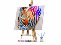 Kit de peinture par numéros DIY, toile acrylique colorée avec motif zèbre, pour enfants et débutants
