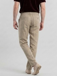 Pantalones Casuales de Hombre Color Beige con Cintura Elástica Ajustable, Ligeros, de Algodón y Fibra de Bambú, Estilo Verano, Corte Recto - Product Image 3