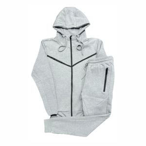 Ensemble de survêtement technique en molleton pour homme – Sweat à capuche zippé et pantalon de jogging – Vêtements de sport décontractés haut de gamme - Product Image 2