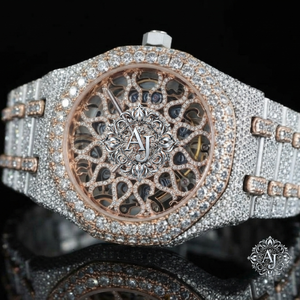 นาฬิกาข้อมือผู้ชาย AFAR JEWELS Moissanite Iced Out สแตนเลสสตีล โครงกระดูก เครื่องกล สายแบบกำไล หน้าปัดทรงกลม หรูหรา - Product Image 3