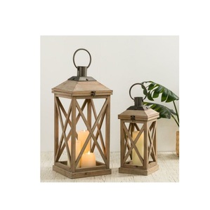 Wooden Candle Lantern for Home Decor Farmhouse Style Wedding Centerpieces Seasonal Displays <b>Fireplace</b> <b>Mantel</b> and Table Accents - Product Image 1