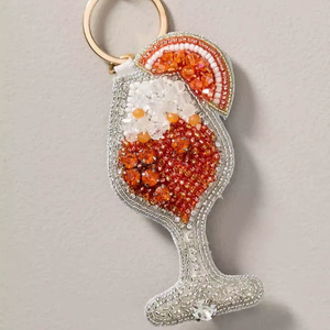 beaded Cocktail Glass Keychain Party <b>Drink</b> Keyring Handmade <b>Bar</b> Theme Gift - Product Image 1