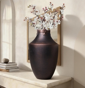 Handmade Modern Dark Bronze Metal Urn <b>Vase</b> Textured Shoulder <b>Decorative</b> Flower Vessel Luxury Living Room Tabletop Centerpiece - Product Image 3