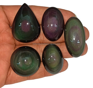 Obsidiana Arcoíris Natural, Piedra Preciosa Suelta, Pulida por Ambos Lados, Cabujón de Obsidiana Hecho a Mano, Cristal de Obsidiana Curativa para Joyería - Product Image 6