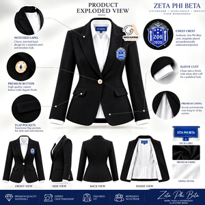 Custom Greek Zeta Phi Beta ZBP Sorority Women's Anti-Wrinkle Embroidery Logo <b>Blazer</b> Coat Polyester/Cotton Single <b>Button</b> Closure - Product Image 5