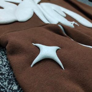 Venta al por mayor de alta calidad de diseño personalizado de peso pesado para Puff Print Zip-Up Sudadera con capucha 100% algodón de invierno Fleece Full Zip Hooded Letter - Product Image 5