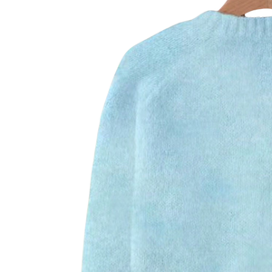 Pull en maille douce et moelleuse en mohair pour femme, col rond, manches longues, coupe ample, chaud, décontracté, confortable, mode hiver - Product Image 4