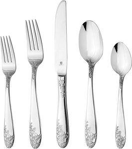 Collection de couverts modernes en acier inoxydable, finition poli miroir, entièrement compatible lave-vaisselle, ensemble de vaisselle léger pour la maison - Product Image 3